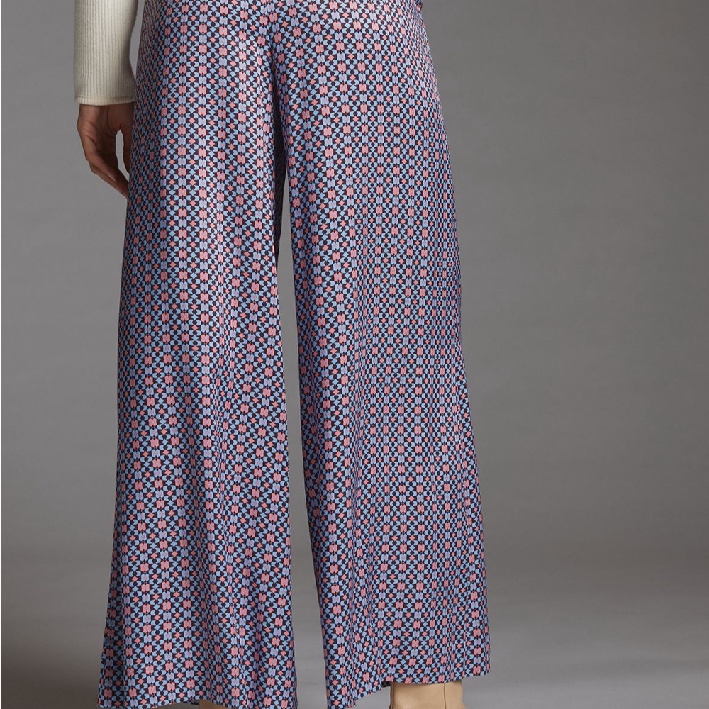 Maeve by Anthropologie pants, cute retro print! Size 10 Bergundy/Pink/Light Blue